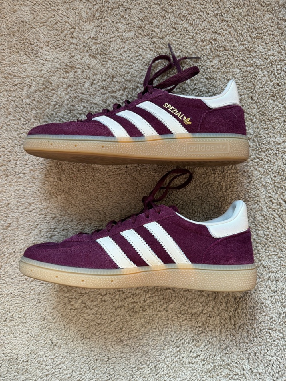 Adidas Spezial Burgundy Suede Sneakers with White Stripes - Picture 2 of 6